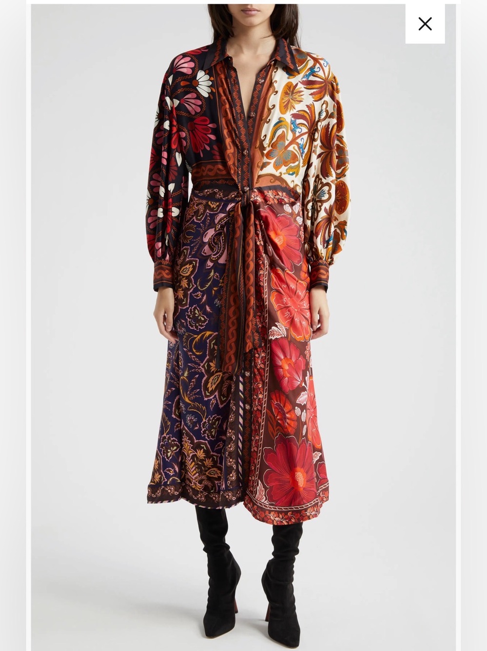 Miranda Mix Print Long Sleeve Satin Shirtdress
FARM Rio